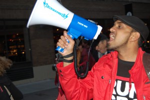 Mohammad Ali Aumeer, the Student Association’s director of Education and Equity, leads chants on June 5. Photos: Mick Sweetman / the Dialog