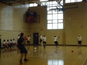 The Huskies dodgeball team in action during the tournament at Humber. Photo: S. Lily Luong Do / The Dialog