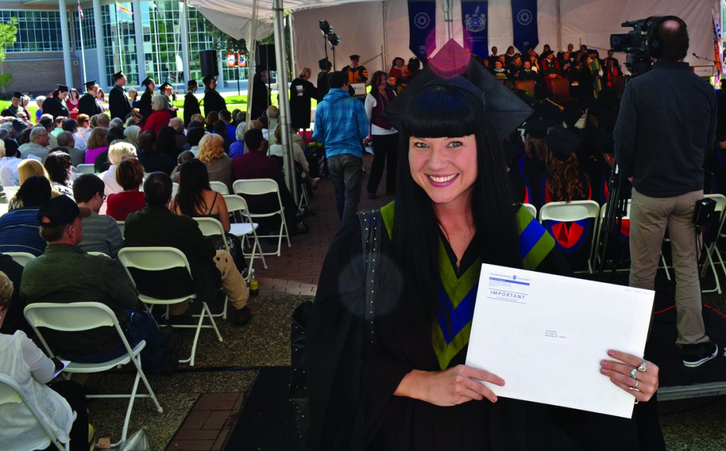 Sri Whorrall receives her Communication and School Support Certificate June 15, 2012 at the Spring convocation at TRU. What is she in for now that she's looking at joining the workforce? Photo by Samantha Garvey/The Omega