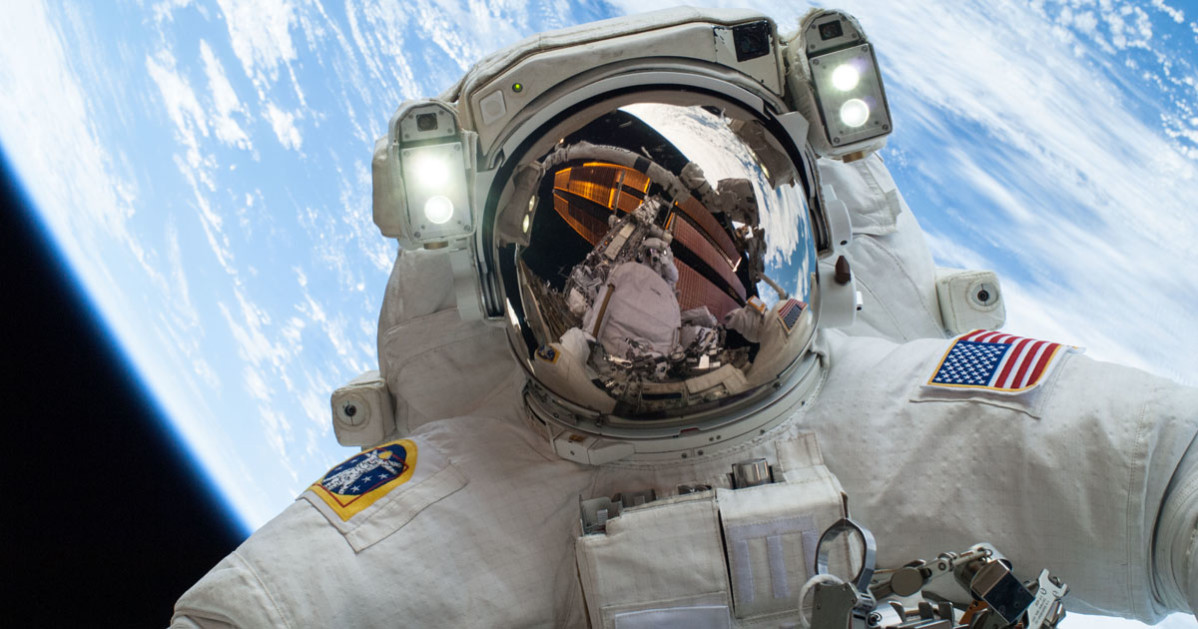 Your selfie can't possibly top the one Astronaut Mike Hopkins took while on a spacewalk outside the International Space Station on Dec. 24, 2013. Photo: NASA