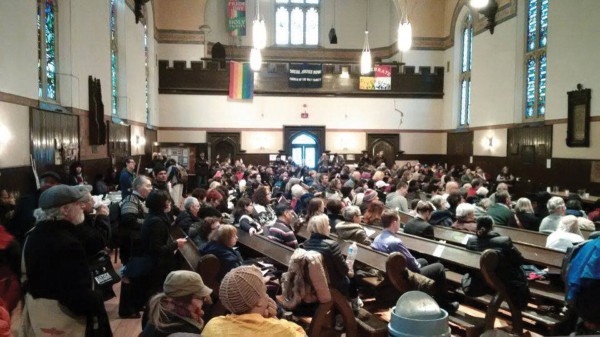 Inside Forum at Church of the Holy Trinity. Photo courtesy of the Right 2 Housing Coalition
