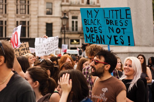 Photo of the Slutwalk meeting at Trafalgar Square in London on Saturday 11 June 2011. Photo: 
