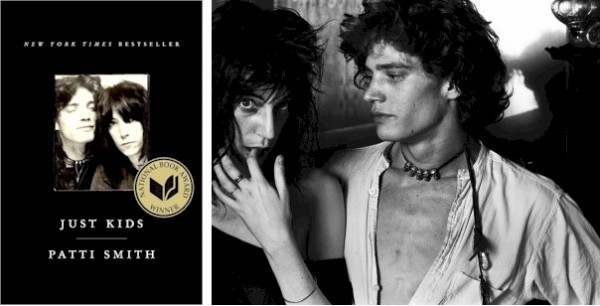 Patti Smith and Robert Maplethorpe and the cover the the Just Kids book