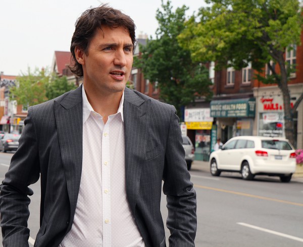 The Leader of the Liberal Party of Canada, Justin Trudeau, campaigning for Adam Vaughan in Toronto's Trinity-Spadina riding in June 2014. Photo: Alex Guibord (CC BY 2.0)