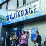 Band plays at The George entrance