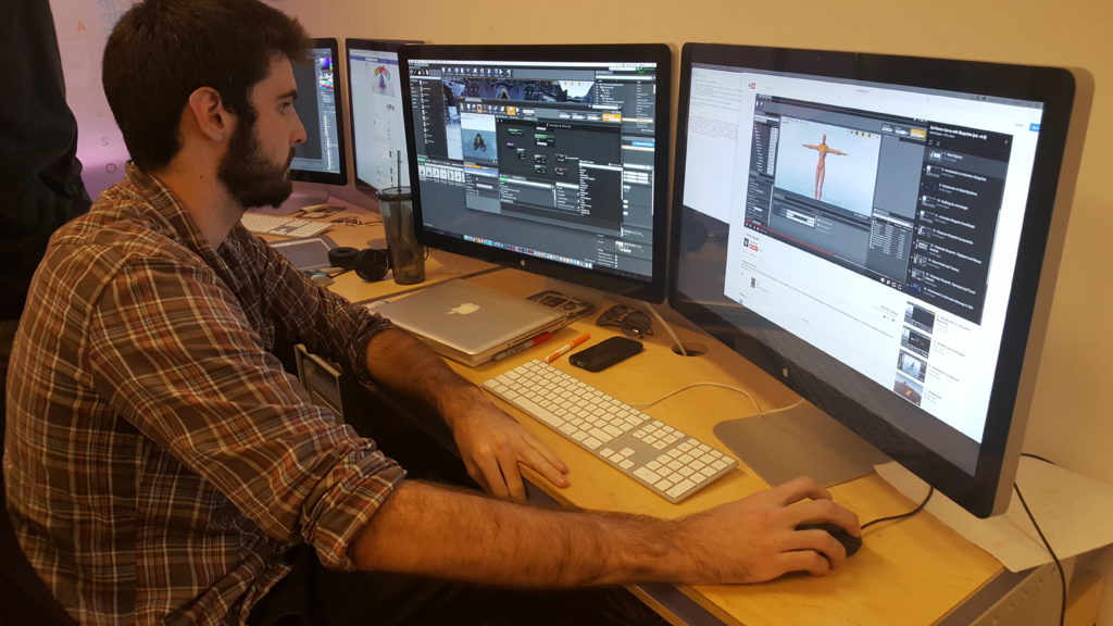 Chris Blouin working on an animation loop for one of his games. Photo by Malcolm Derikx / The Dialog