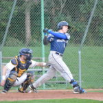 George Brown Huskies outfielder Curtis Cobean is at the plate