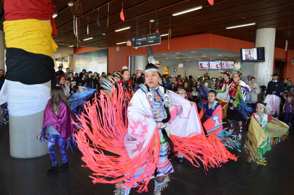 Head female dancer Deanne Hupfield participates in the shawl dance at the 10th Annual Four Sacred Colours Powwow. Photo: Mick Sweetman / The Dialog