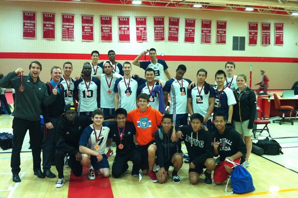 Photo of The men's volleyball team winning bronze at the Fanshawe Volleyball Tournament! on Oct. 5 Photo: Thomas Chung