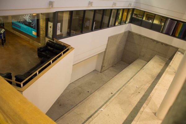The unsightly concrete pit is one area the Student Association is planning to renovate at the Casa Loma campus. Photo: Preeteesh Peetabh Singh/The Dialog