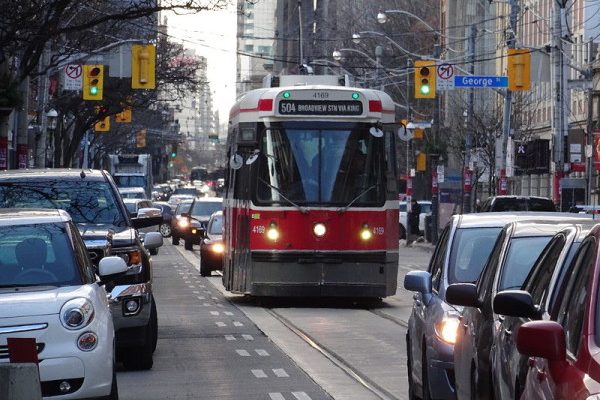 A 504 TTC streetcar near George Brown's St. James campus.