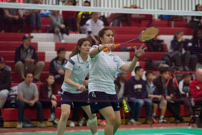 Yunji Kim and Angeline Alviar won silver in the OCAA badminton championship. Photo by Donnie Tai.