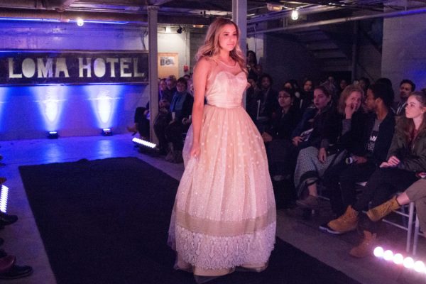 Photo of a George Brown College fashion student's design at the Threads fashion event. Photo: Aliona Kuts / The Dialog