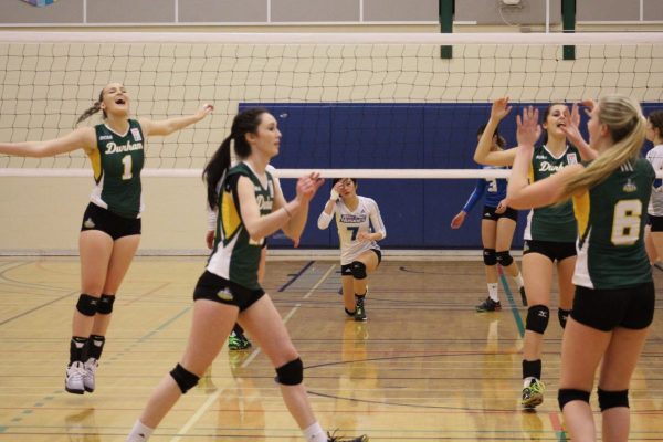 Durham Lords women's volleyball team defeats George Brown Huskies
