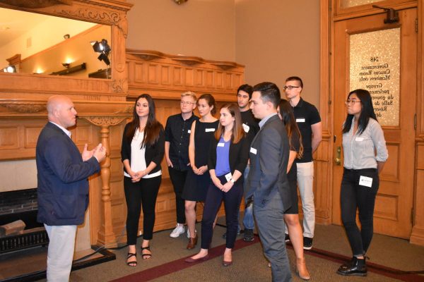 Minister talks housing with students Minister of Housing, Peter Milczyn in conversation with students about rental issues. Photo: Mansha Rupani / The Dialog