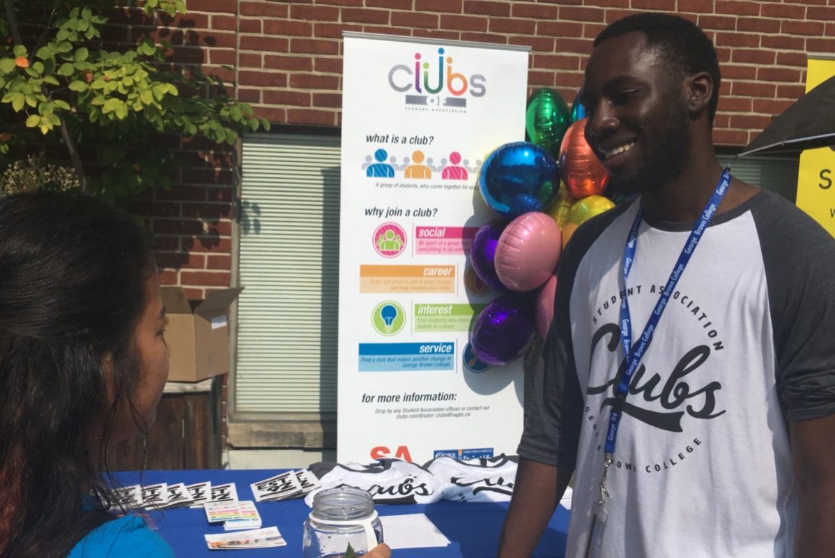 Russ Adade helped to organize the GBC clubs and service fair at Casa Loma, St. James and Waterfront campus to engage new students. Photo: Lidianny Botto / The Dialog