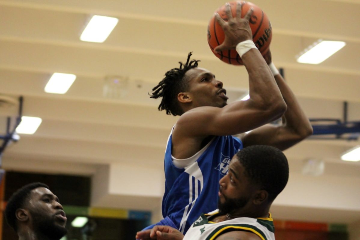 Chris Fields plays against Durham College in the GBC Basketball Tournament on the Jan. 6. PHOTO COURTESY OF GBC ATHLETICS.