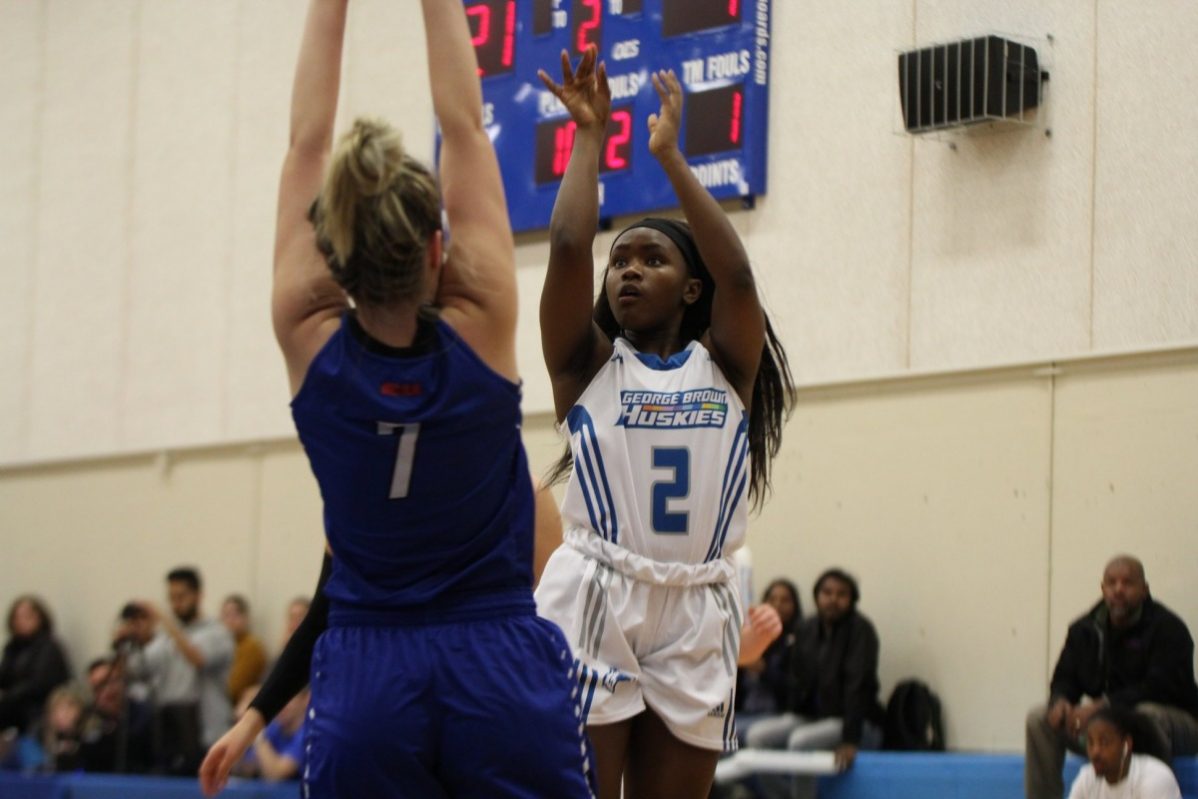Tianna Sullivan scored 22 points for the Huskies in the women's basketball game against Georgian, which they won 74-46 on Tuesday. Photo: George Brown Athletics and Recreation.