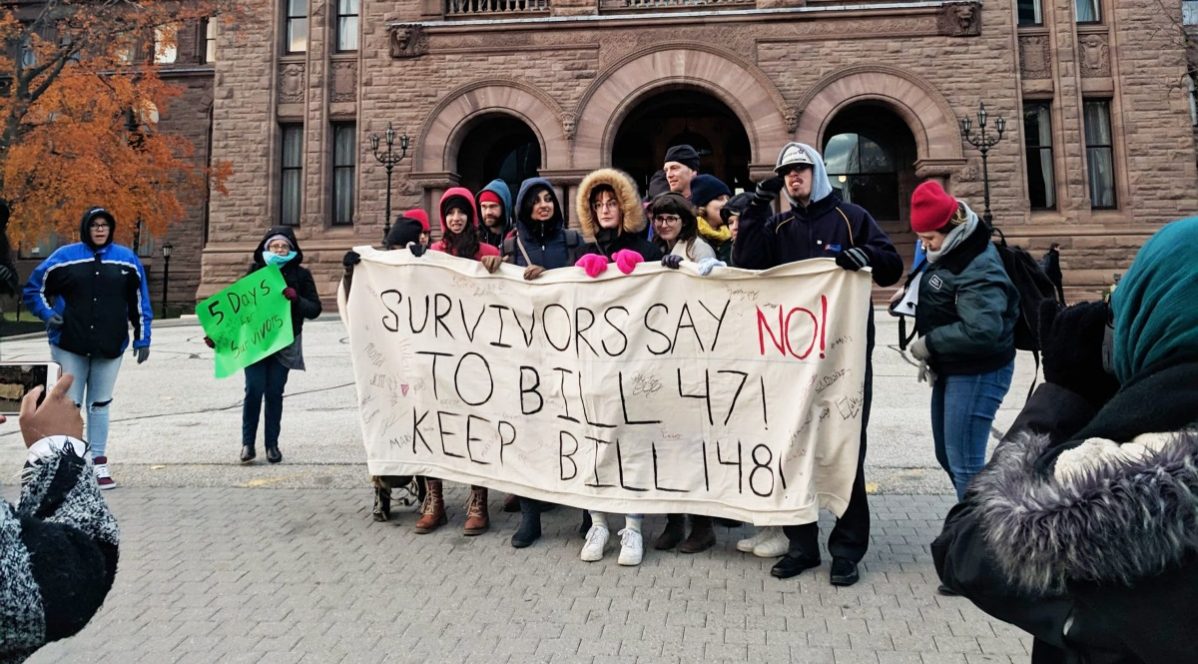On Nov. 10 the 5 Days for Survivors: March for Work Rights for Survivors of Sexual Violence gathered in front of the Legislative Assembly of Ontario to march for the retention of Bill 148, the Fair Workplaces, Better Jobs Act. Photo: Luke Zurcher / The Strand