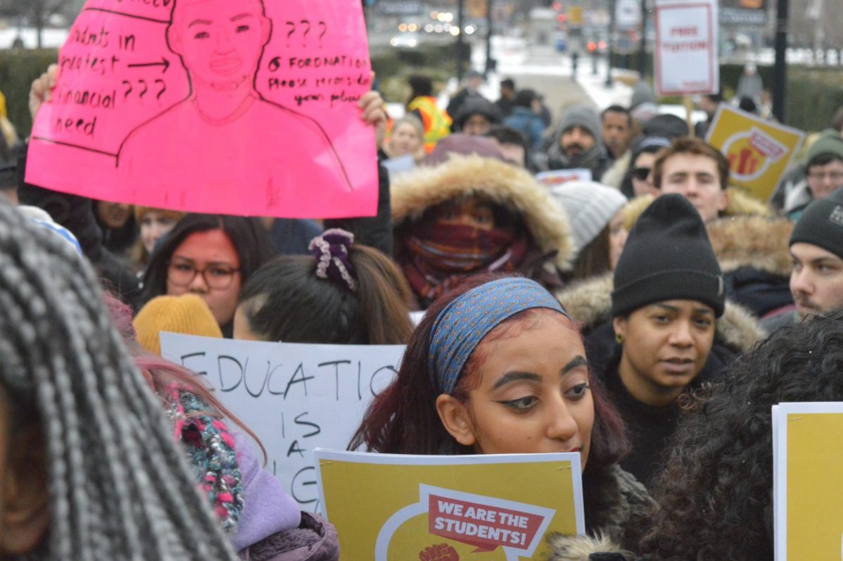 Students protest cuts to OSAP at Queens Park on Friday, Jan. 18. Photo: Allison Preston/ The Dialog