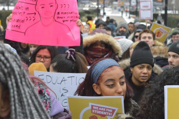 Students protest cuts to OSAP at Queens Park on Friday, Jan. 18. Photo: Allison Preston/ The Dialog