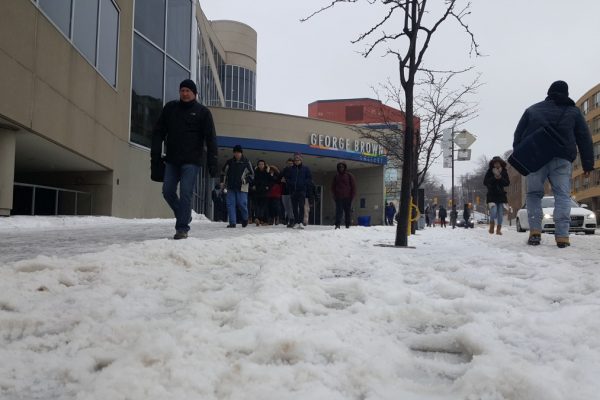 George Brown College is closing at noon today due to the ice storm. Photo: Mick Sweetman / The Dialog