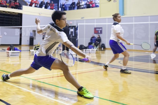 CAPTION: Mika Ra and Angeline Alviar won silver in mixed doubles at the CCAA national badminton championships. Photo courtesy of the CCAA.