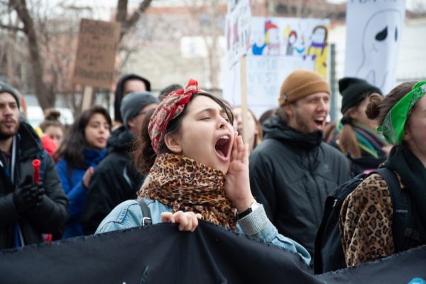Unpaid internships and the Quebec strike – Episode 15 A student chants at a protest in Quebec's student strike against unpaid internships. Photo: Caroline Marsh / The Link.