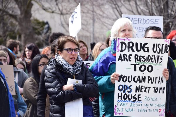Protesters rally for overdose prevention sites