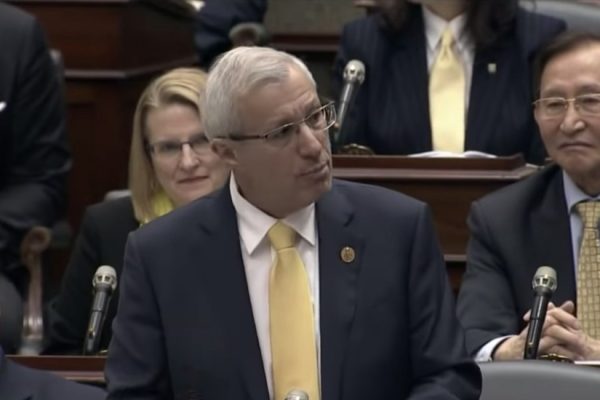 Ontario Minister of Finance Vic Fedeli delivers the budget speech in the Ontario Legislature on Thursday.